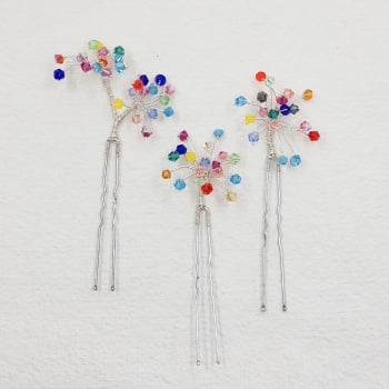 SULIS | Set of three Jewel colour floral bridal hair pins