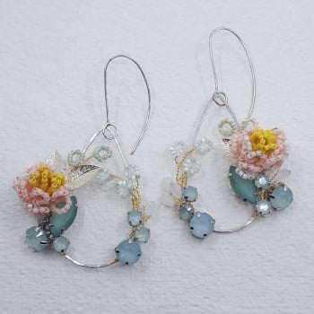 PEONY | Statement Chandelier Floral Teardrop Earrings Sample