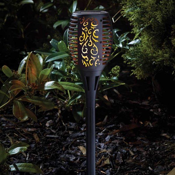 Flaming Torch - Black - Solar Powered x 1 #1012620