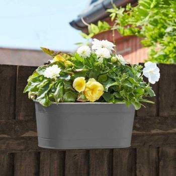 12" Fence & Balcony Hanging Pot x 1 - Slate #6030301