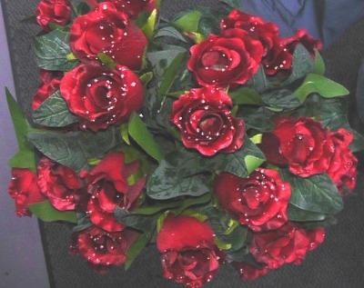 Silk dew drop rose bush 24 head red #63