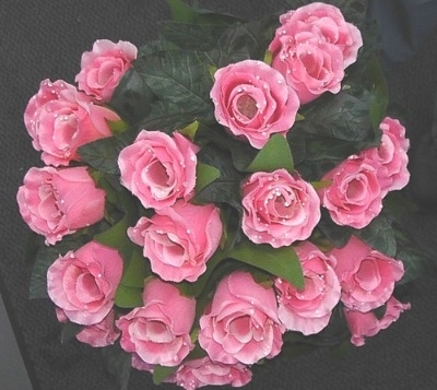 Silk dew drop rose bush 24 head pink #63