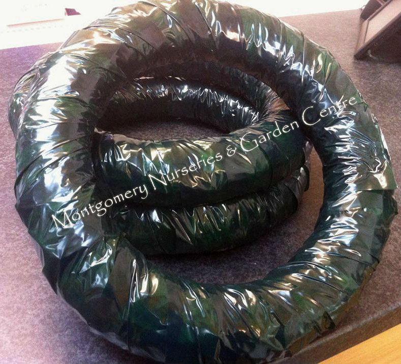 1 x Straw Wreath Ring (12inch) Wrapped in Green Wreath Wrap