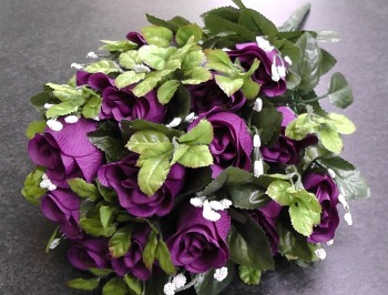 55cm Rose Bud Bush With Gyp 24 Heads Purple #520