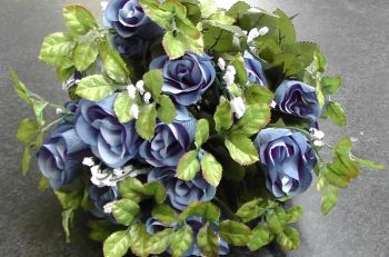 55cm Rose Bud Bush With Gyp 24 Heads Blue #520