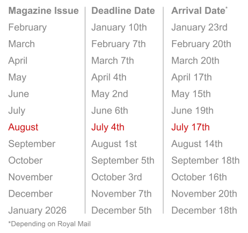 RATES:DEADLINE DATES WEBSITE AUGUST 25
