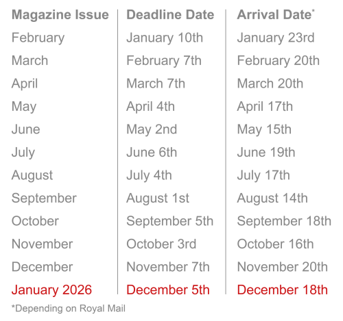 RATES:DEADLINE DATES WEBSITE 2025 JANUARY