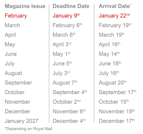 RATES:DEADLINE DATES WEBSITE 2026