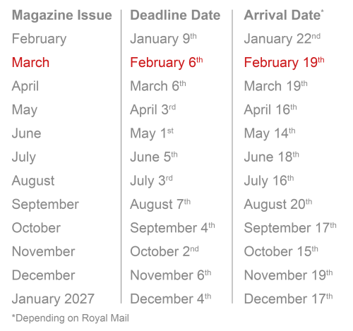 RATES:DEADLINE DATES WEBSITE 2026