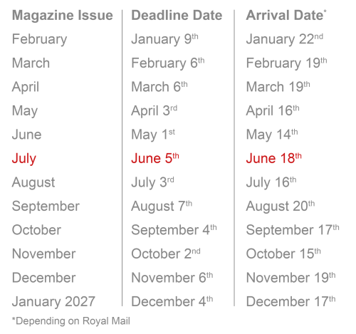 DEADLINE DATES WEBSITE JULY 2026