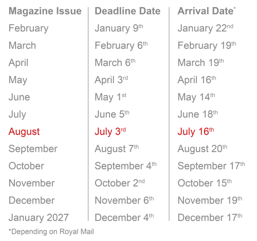 RATES:DEADLINE DATES WEBSITE AUGUST 2026