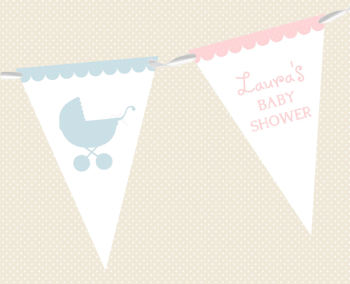 Personalised Baby Shower Bunting - Pram Design