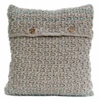 Hand crocheted and woven cushion 