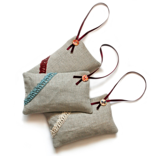 Long linen lavender bag
