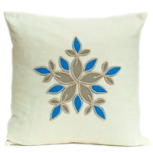 Natural wool felt with a geometric leaf design
