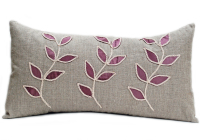Linen cushion with steel leaf design-D3