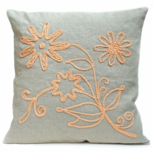 Floral design linen cushion