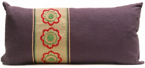 Slate linen lumber cushion with gold floral band
