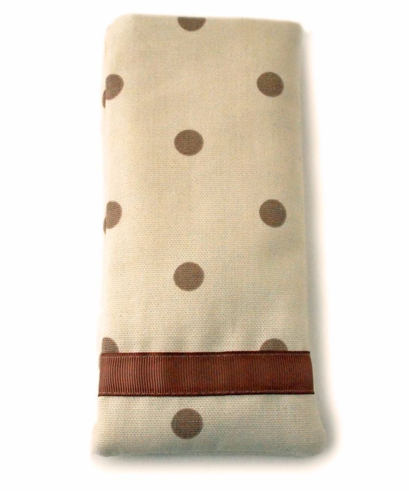 Mobile phone cover in cream and taupe spots design
