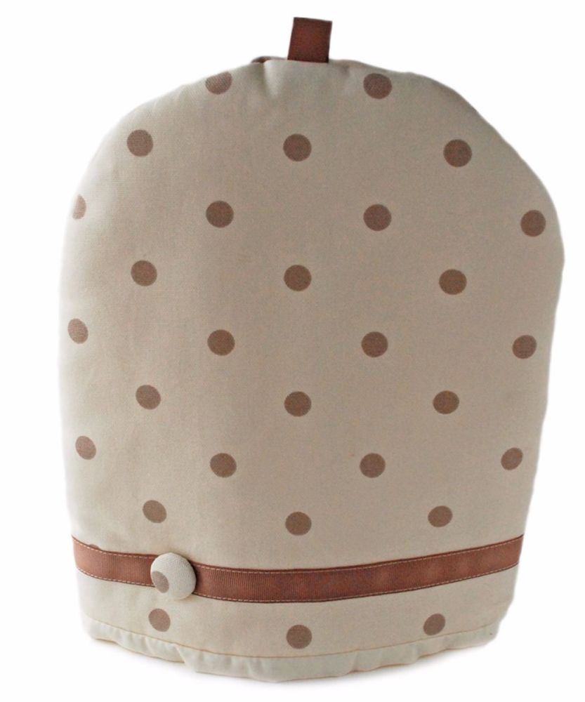 Cream and taupe spots coffee cosy