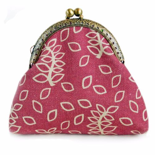 Dusky rose leaves clasp purse