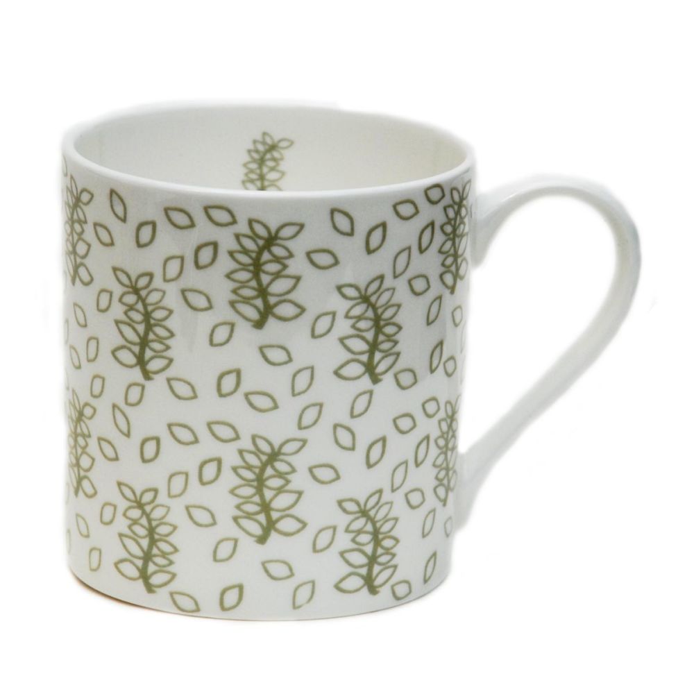 Green leaves china mug