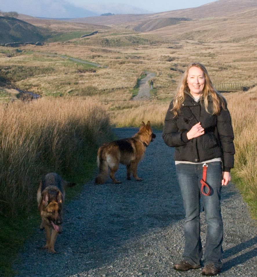 Nutmeg and sage owner, Cher with her dogs