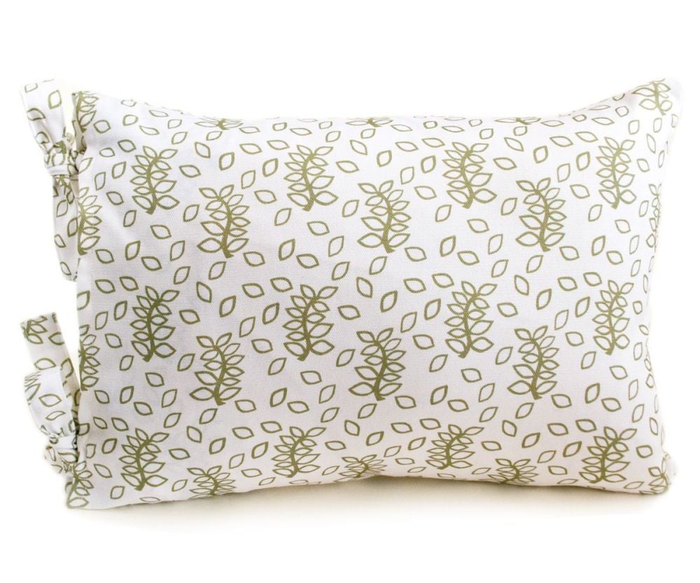 White and green leaves design lumbar cushion