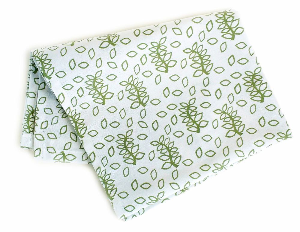 green and white tea towels