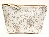 Ivory leaves medium cosmetic pouch