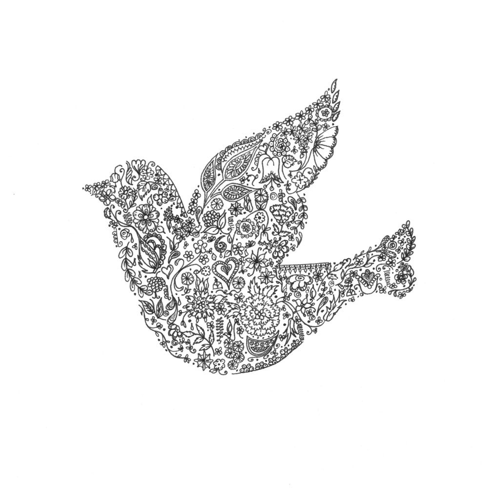 Floral bird design greetings card