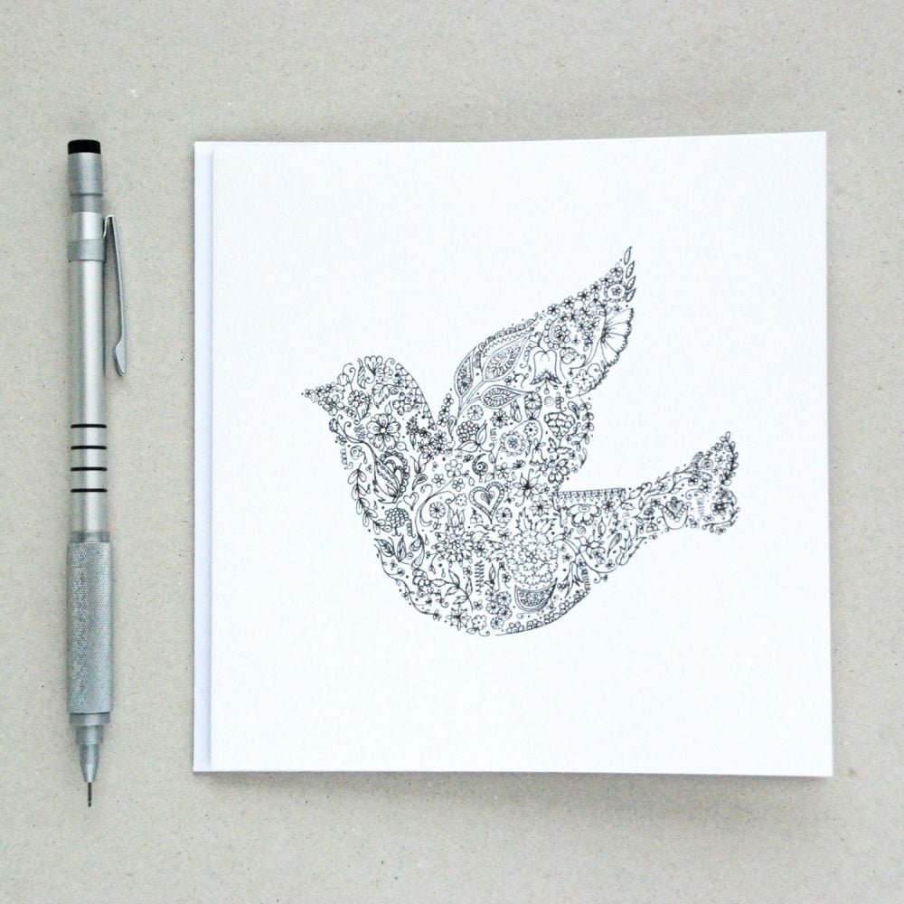 Floral bird design greetings card
