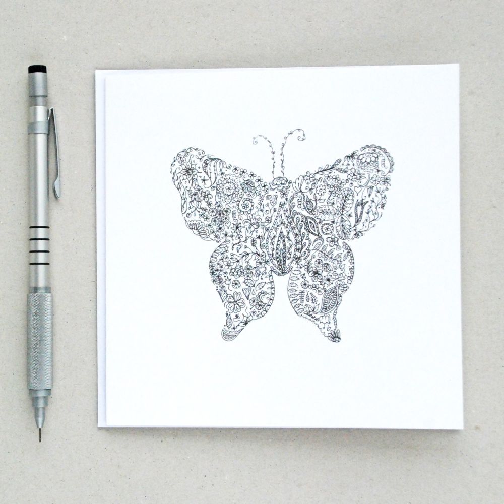 Floral butterfly design greetings card