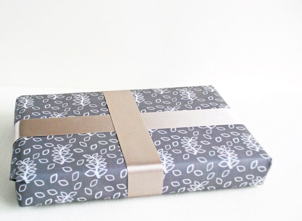 Stone grey leaves gift wrap