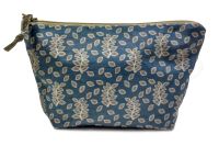 Blue stone leaves medium cosmetic pouch