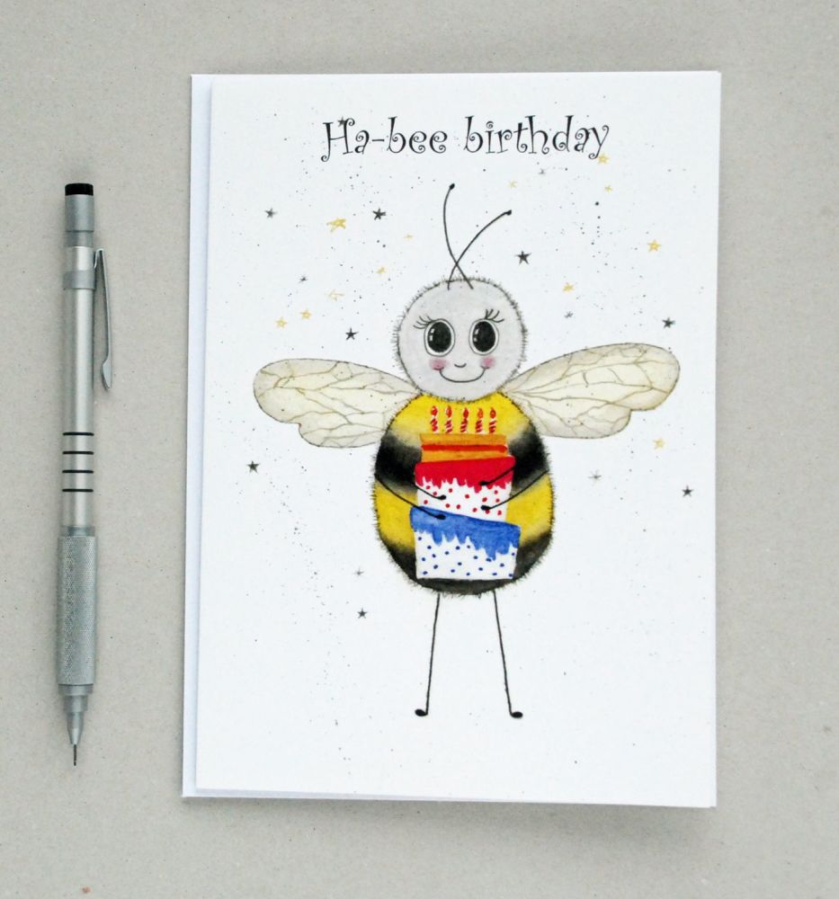 Ha-bee birthday greetings card