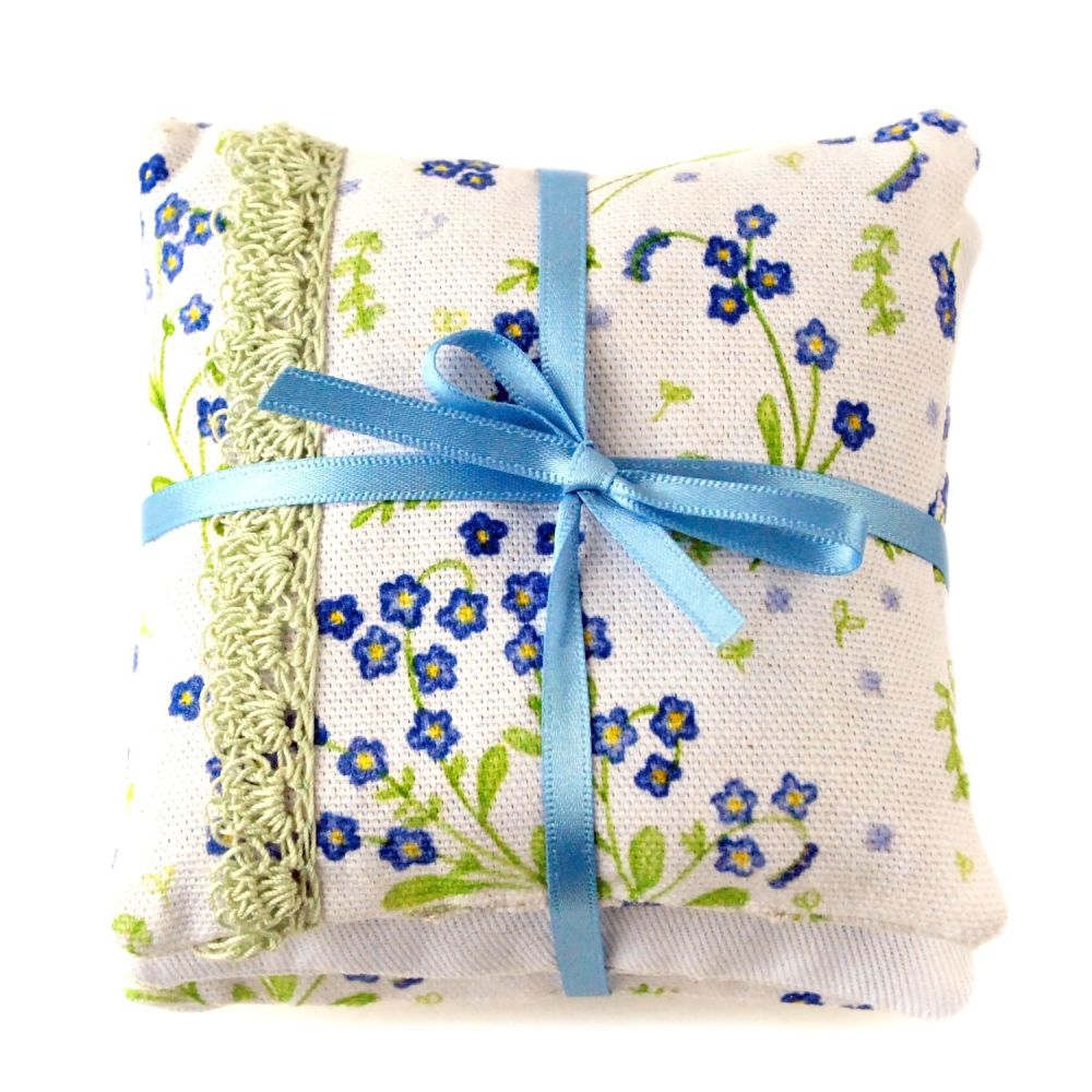 Lavender pillows in Forget-Me-Not design