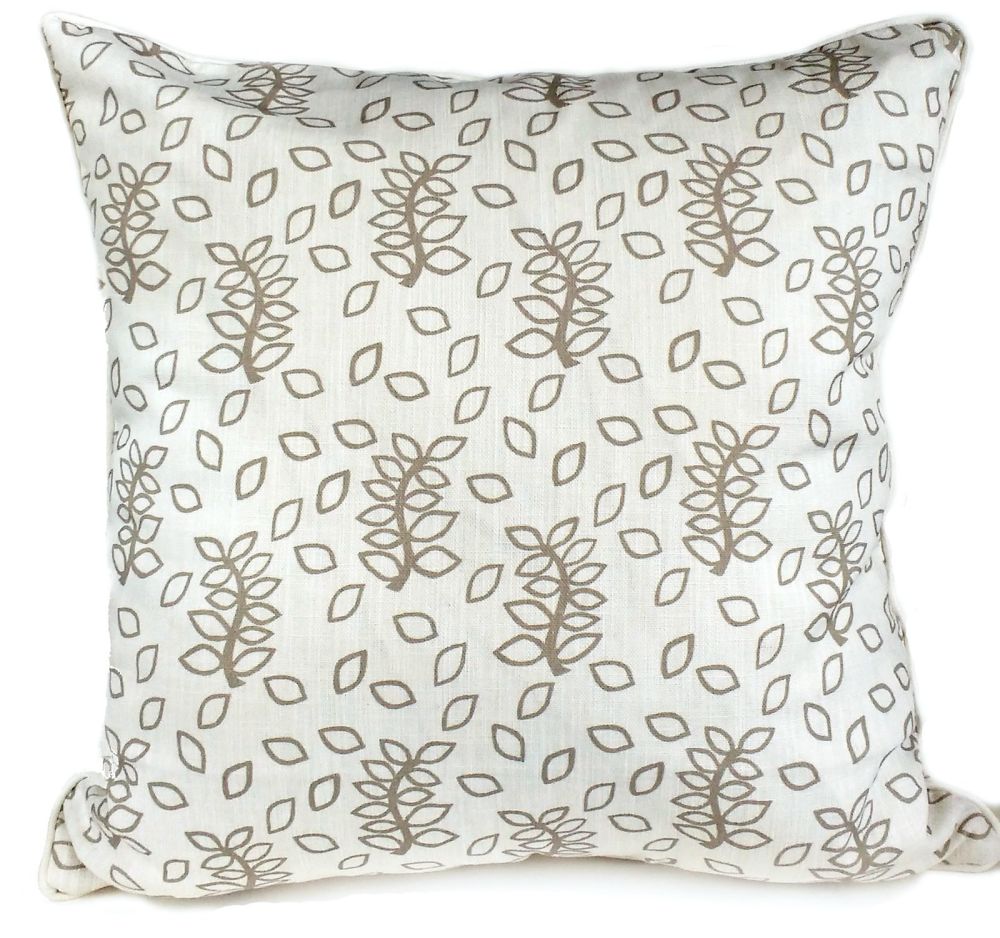 Ivory leaves cushion with self piping
