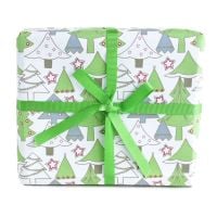 Christmas green trees gift wrap