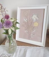 Framed floral textiles art