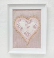 Framed heart textiles art