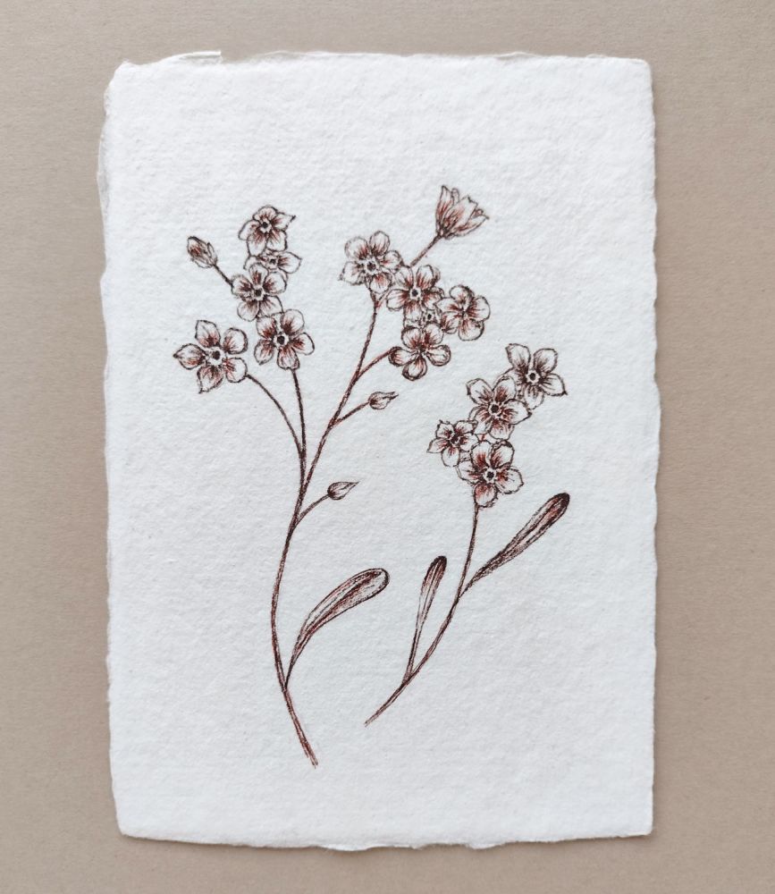Forget-Me-Not - original artwork on handmade paper
