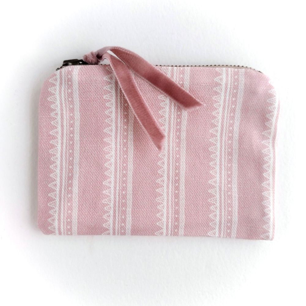 Haslec stripe coin purse in blush