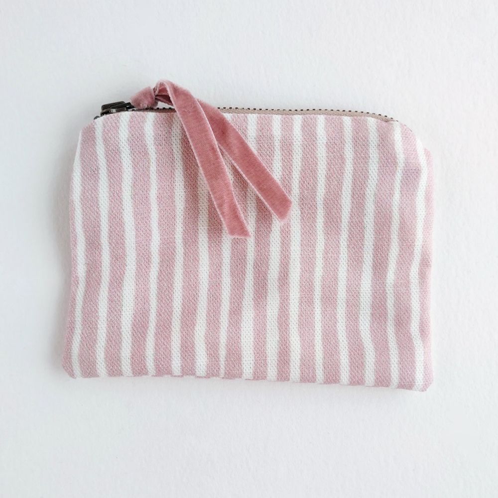 Haslec stripe coin purse in blush pink