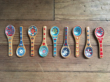 Folk art painted spoons