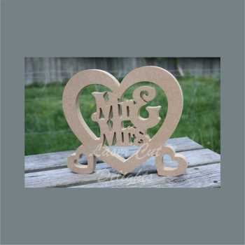 Heart with Mr & Mrs 18mm / Laser Cut Delights