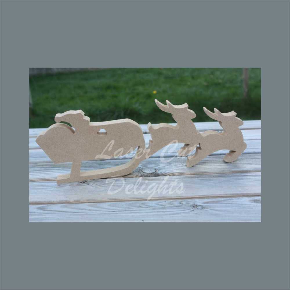 Santa Sleigh pulled by Two Reindeer 18mm (12cm tall)