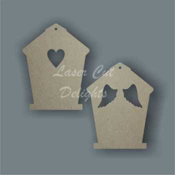 Birdhouse with wings or heart cut through / Laser Cut Delights