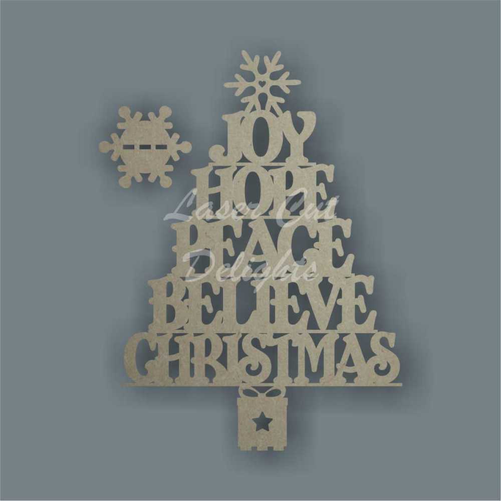 Christmas Tree - JOY HOPE PEACE BELIEVE CHRISTMAS 3mm