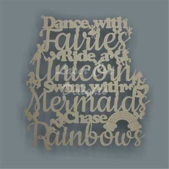 Dance with Fairies, Ride a Unicorn, Swim with Mermaids, Chase Rainbows 3mm 35cm